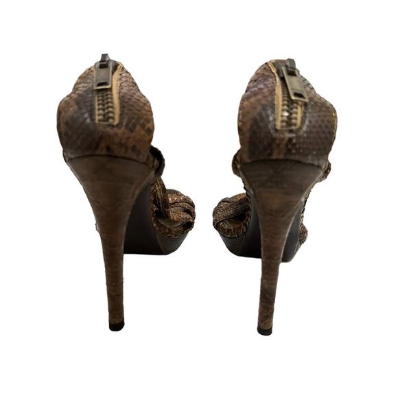 Burberry‎ plisse lea sandal heel python brown size 38.5 - Picture 5 of 9